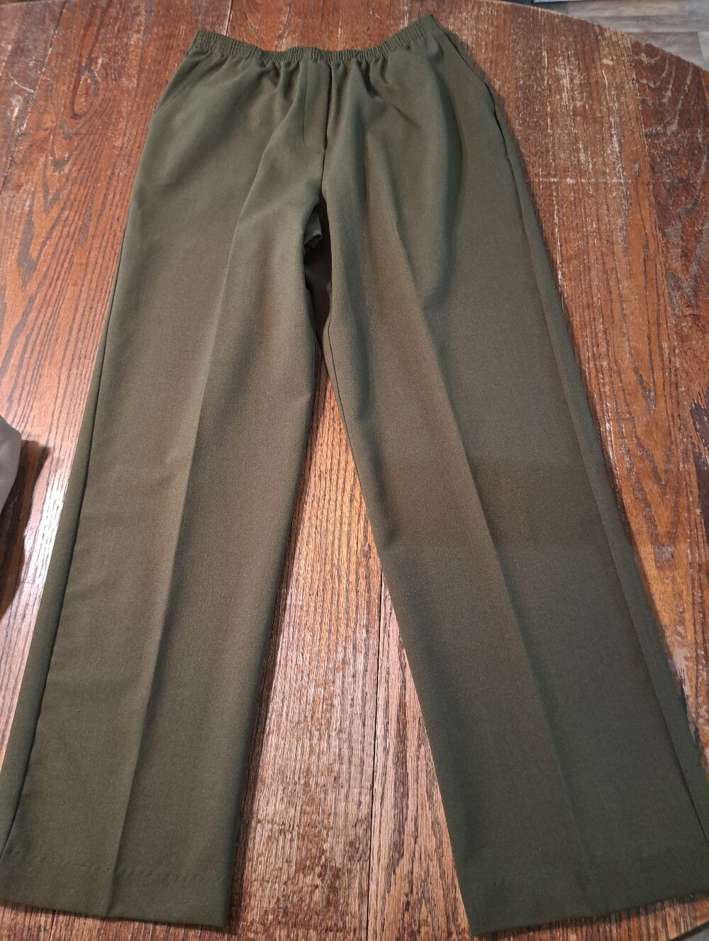 Sz 12 Southern Lady Green Elastic Waist Pull On Casual Pants Trousers Slacks
